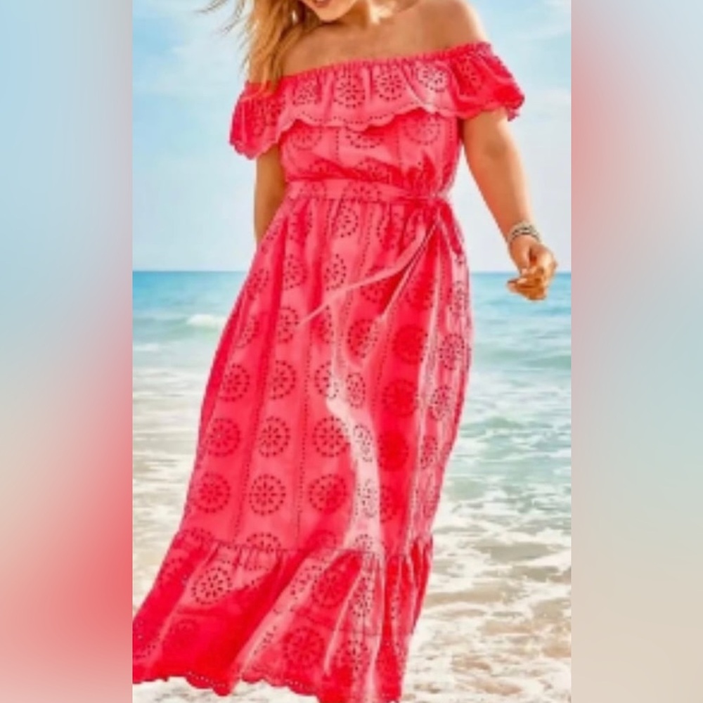 Lilly Pulitzer off the shoulder maxi dress
